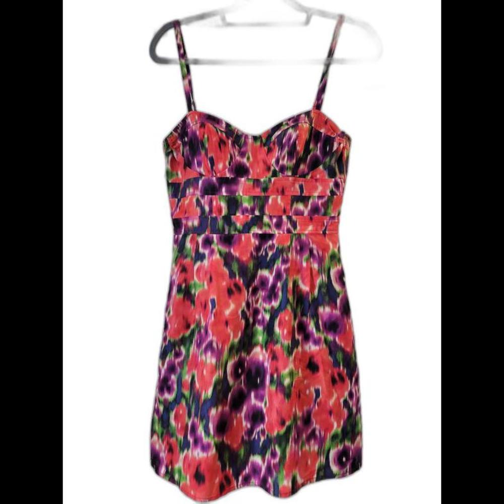 Bebe Dress I Silk flower multicolor mini dress l Size XS